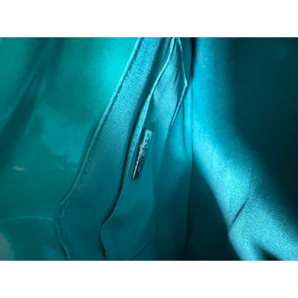 VTG Cache Turquoise Teal Patent Envelope Clutch Bag Silver Chain Strap Turn Lock - Picture 3 of 5